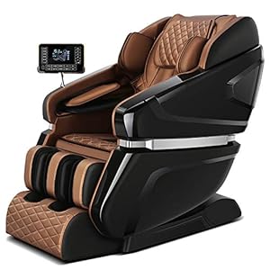 Massage Chair Zero Gravity, Intelligent Double SL Automatic Massager with Stretch Heating Vibrating Function And Bluetooth Speaker,Brown
