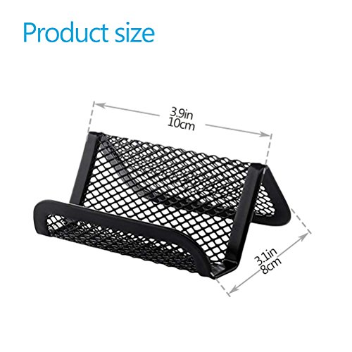 Pack of 6 Metal Business Card Holders | Elegant and Space Saving Black Mesh Name Card Organizer Display for Office Desk, Trade Shows, Exhibits, Conventions | Can Hold Multiple and Any Size Cards
