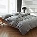 willstar 3 Piece Duvet Cover Set Queen Microfiber Solid Color Bedding Set Modern Design with Zipper Closure (Queen, Grey)