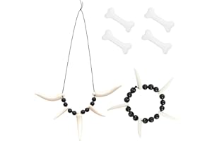 Fumwase 6 Pcs Cave Women Costume Accessories Set with Faux Bone Hair Clip Bone Necklace Bracelet for Adult Halloween Cosplay