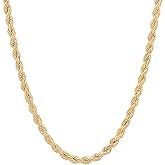 Savlano 18K Gold Plated 925 Sterling Silver 4mm Solid Italian Rope Diamond Cut Twist Link Chain Necklace With Gift Box For Men & Women - Made in Italy