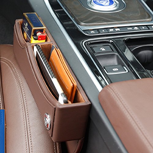 Jaguar Seat Gap Filler, Console Side Pocket,Seat Console Organizer, Car Pocket Organizer, Car Interior Accessories, Car Seat Side Drop Caddy Catcher (Brown) - Thumbnail 4