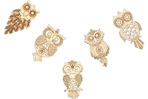 SUPVOX Wooden Owl Cutouts 25Pcs with Ropes 2.55X1.18 Inch for Handmade DIY Projects and Seasonal Home Decor