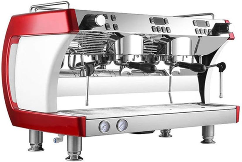 LZ Italian Semi-Automatic Coffee Machine Commercial Double-Head Pump-Type Coffee Shop Equipment Is Now Grinding Milk Machine,Red