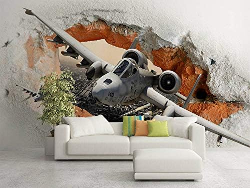 Keshj Home Decor Wall Papers Stickers 3D Jet Fighter Photo Wallpaper Murals Kids Room Living Room Self Adhesive Wallpaper-250cmx175cm
