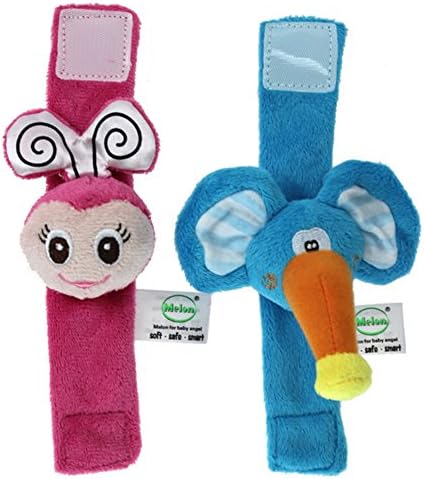 CiCi Baby Infantino Wrist Rattles Set with Gift Box Package, Elephant and Bee(Pack of 2)