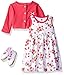 Hudson Baby Baby Girl Cotton Dress, Cardigan and Shoe Set, Strawberry, 3-6 Months