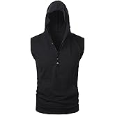 STTLZMC Men Workout Hooded Tank Top Gym Muscle Bodybuilding Lightweight Sleeveless Hoodie Shirt