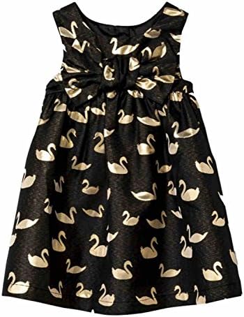 Infant & Toddler Girls Black & Gold Swan Holiday Party Dress Size 18 Months