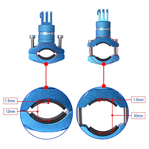 8in1 Aluminum Alloy 360° Roatary Action Camera Bike Motorcycle Handlebar Clamp Mount Kit Motion Sports Camcorder BMX Bicycle Seatpost Pole Holder Compatible with GoPro Sony Akaso-Blue - Thumbnail 4
