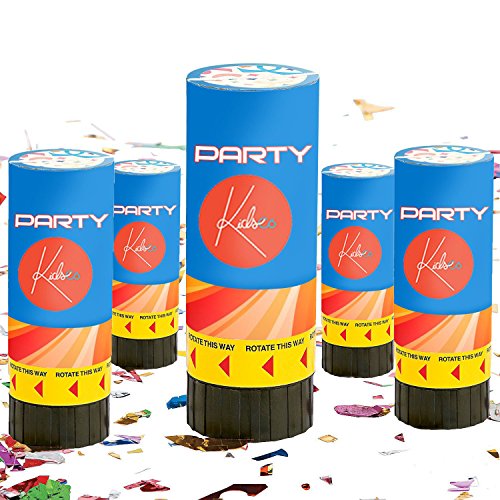 Party Confetti Poppers - Pack Of 5 - 4.25 Inches Filled With Metallic Confetti - For Kids And Adults Party Favors, Fun, Gift, Prize, Weddings, Christmas Celebrations, New Year Party - By Kidsco