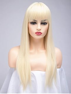 Angel Vamp Blonde Lady Wig Long Bangs Fringe Straight 9293