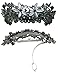 Large Black and White Crystal/Catseyes Barrette for Thick Hair OR86015-1