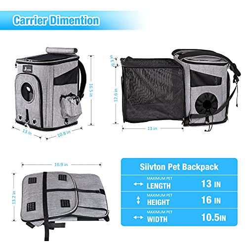 Siivton Cat Backpack Carrier, Airline Approved Expandable Pet Carrier