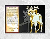 Asian Oriental Chinese Zodiac Poster Year of the Ram: Birth Years 1919 1931 1943 1955 1967 1979 1991 2003 2015