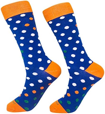 Men's Fun Dress Socks-Big Dots-Colorful Funky Socks for Men-Cotton Fashion Patterned Socks-Size 8-12