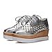 Carol Shoes Fashion Women's Pierced Lace-up Shiny Hollow Wedge Mid Heel Oxfords Shoes