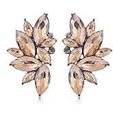 DEYOUM Vintage Rhinestone Crystal Earrings for Women Trendy Cluster Elegant Crystal Wing Drop Dangle Earrings Bridal Prom Statement Wedding Jewelry Gifts