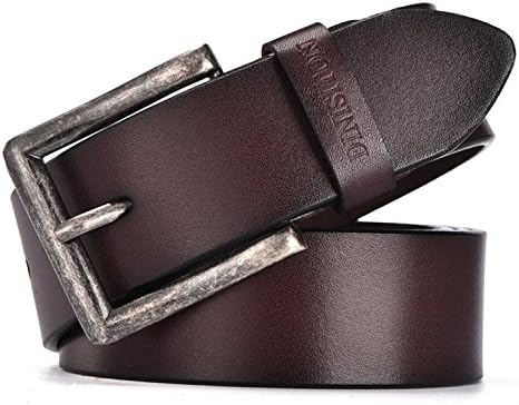 Meetloveyou Belts Designer Belt Men Cow Belt For man Metal Buckle Trouser Strap Black Coffee FTK coffee 115cm