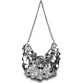 Sither Women's Evening Handbag Large Sequin Evening Bag Purses for Women Glitter Sparkly Handbag with Link Chain for Party