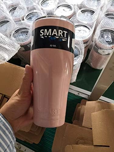 Smart Cooler 32 Oz. Sweat Free Ultra-Tough Double Wall Stainless Steel Tumbler Cup with Leak-proof Heavy Duty Tumbler Lids (Slide Lid & Flip Lid), Straw, & Cleaning Brush - Rose Gold