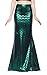 Shiny Night Out Party Costume Mermaid Maxi Long Fancy Skirt with Design Green XL
