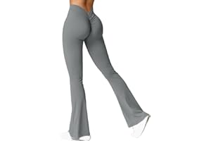 HBDHEJL V Back Scrunch Butt Flared Leggings for Women Soft High Waisted Booty Tights Workout Gym Flare Yoga Pants