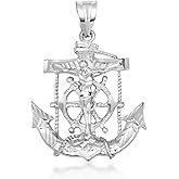Claddagh Gold .925 Sterling Silver Mariner Crucifix Anchor Cross Pendant Necklace | Choice of Pendant Only or Chain Length