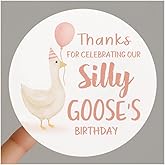 120 X One Silly Goose Birthday Party Stickers, 1.6 Inch Round Labels, Birthday Party Goodie Bag Seals, Silly Goose Favor Decoration Tags, Boho Kids Party Favors.