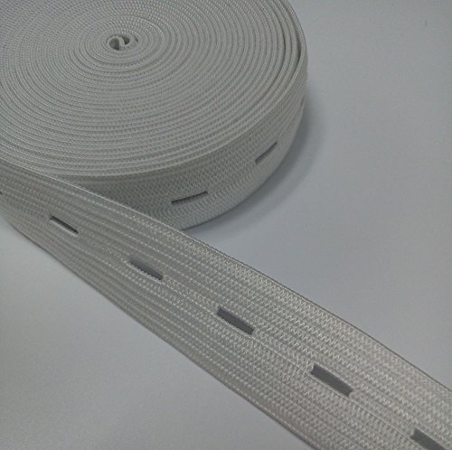 RERIVER 3/4" by 10Yds Buttonhole Elastic and 10pcs Resin Button(White/Black,5Yds each color) - Thumbnail 2