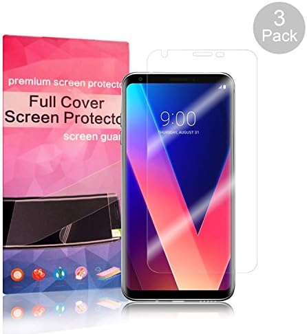 [3 packs] LG V30 screen protector, Heaqwe tempered glass with [TPU silicone box]