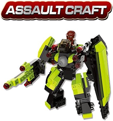 FreeBex Children Building Blocks 2 in 1 fun Space Marine Series, Robot Animal Educational Learning Toy Birthday Christmas Gifts(Green)