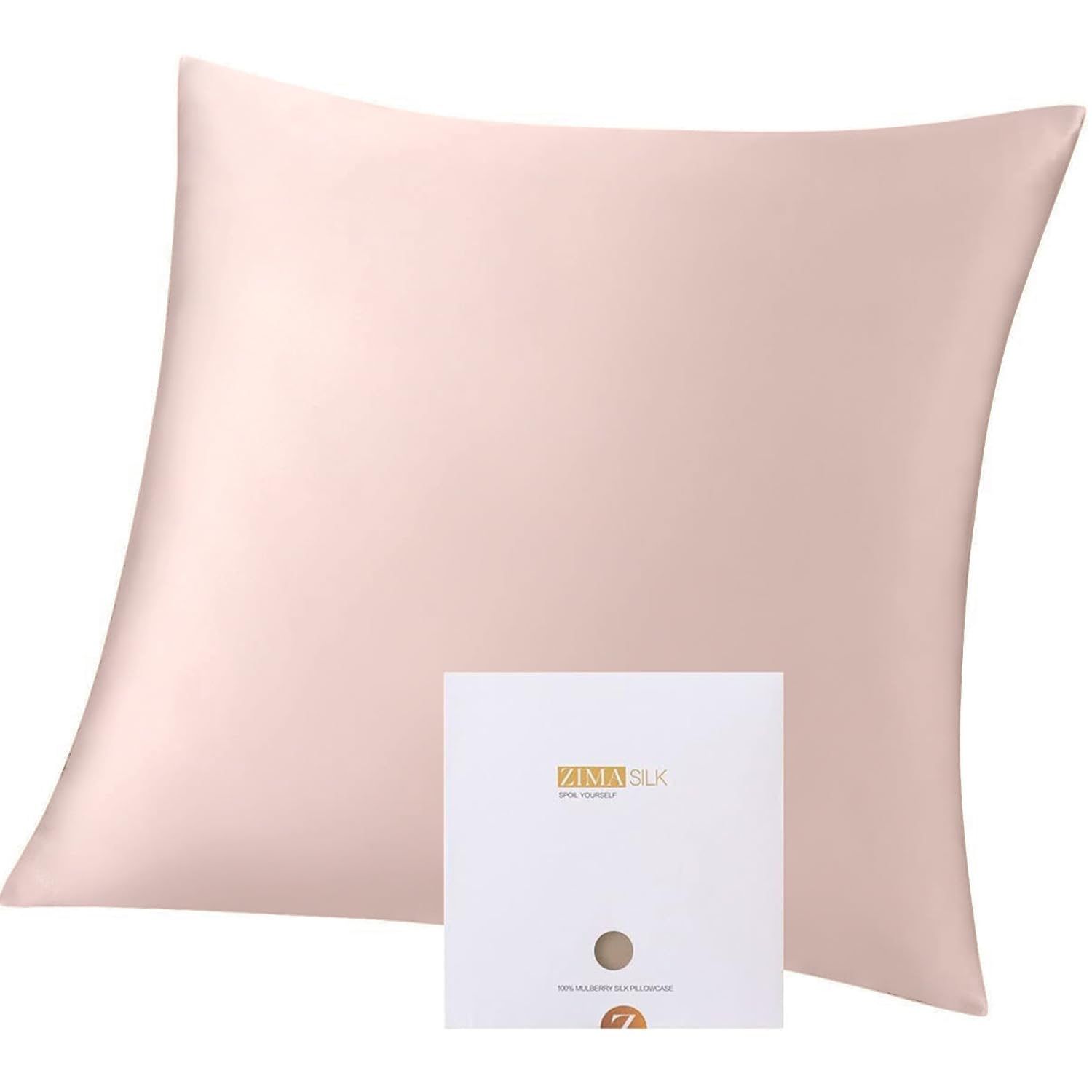 ZIMASILK 100% Mulberry Silk Pillowcase for Hair and Skin,Both Sides 19 Momme Silk, 1pc (80x80 cm, Pink)