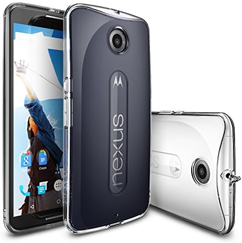 Nexus 6 Case, Ringke [Fusion] Clear PC Back TPU Bumper w/ Screen Protector [Drop Protection/Shock Absorption Technology][Attached Dust Cap] For Google Nexus 6 - Clear