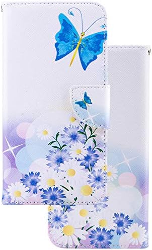 LEMORRY for Xiaomi Redmi Note 7 (Pro) Case Leather Flip Wallet Pouch Slim Fit Bumper Protective Holster Magnetic Strap Folio-Stand Card Slot Soft TPU Cover for Redmi Note 7, Elegant Butterfly