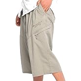 XinnanDe Mens Below Knee 3/4 Long Cargo Shorts Elastic Relaxed Fit Cotton Casual Twill Capri Pant