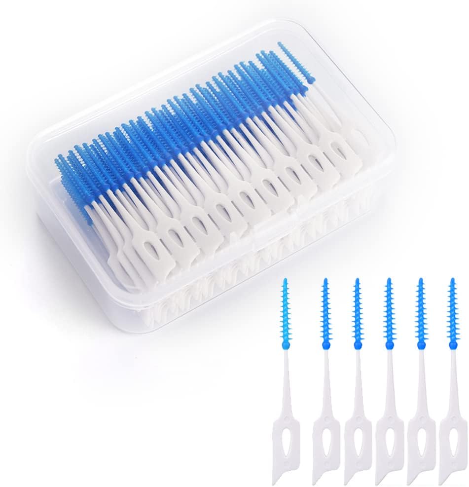 Rezolite 200 Pieces Silicone Interdental Brushes Dual-Use Dental Picks