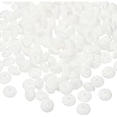 PATIKIL 180 Pcs Bulk Silicone Lentil Beads, 12mm Silicone Abacus Beads Colorful Lanyard Beads Loose Beads Crafts for Necklace Bracelet Making Jewelry Keychain Accessories, White