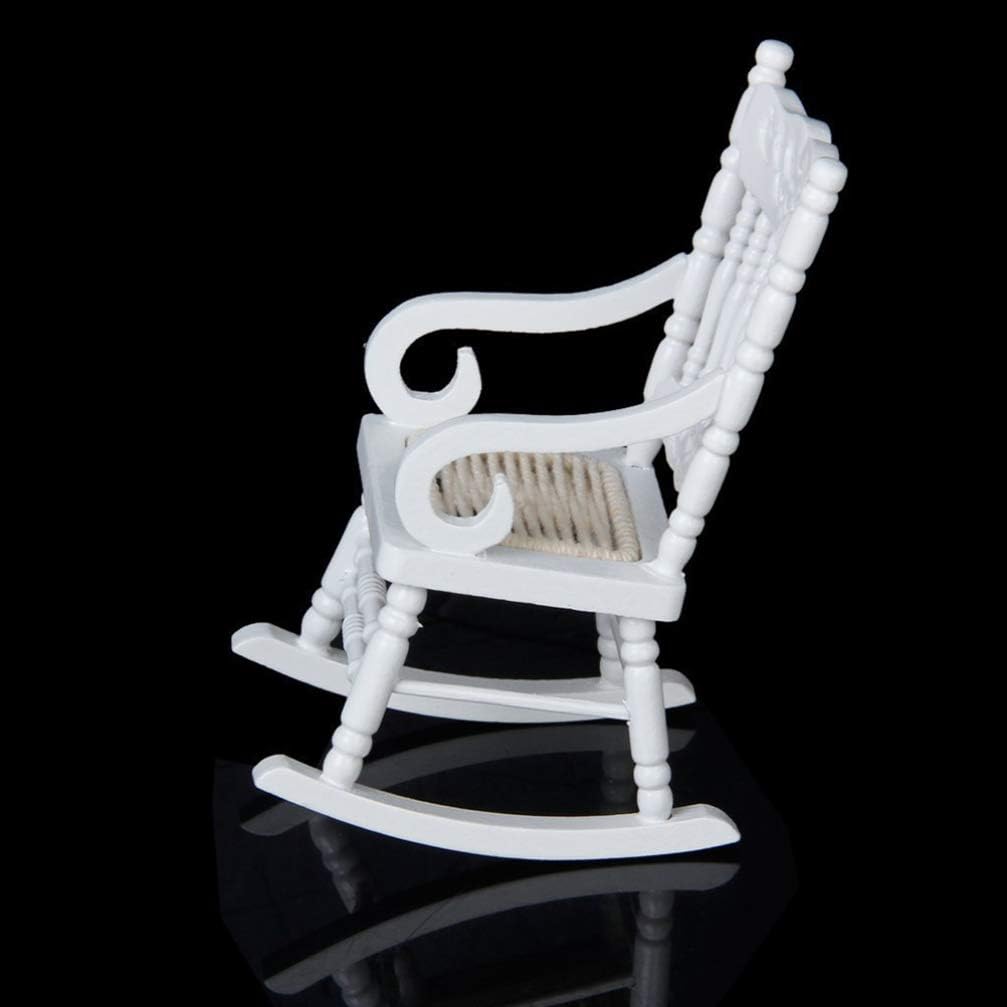 TOYANDONA Dollhouse Wooden Chair, 1:12 Miniature Dollhouse Rocking Chair Miniature Dollhouse Furniture Accessory - Image 4
