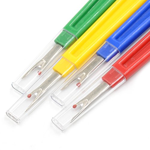 7thLake Best large seam ripper 100% durable Four brightly colored seam rippers in each package, each one has protective cap. Perfect sewing supplies for opening seams and hems