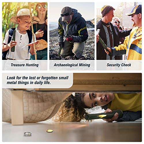 Metal Detector Pinpointer Water Resistant Gold Treasure Hunting Unearthing Tool Accessories with Buzzer Vibration for Kids Adults Bonus 2 Pack Battery and Belt Holster (Army Green)
