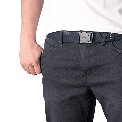 Arcade The Original Unisex Adventure Belt, Heavy Duty Elastic Webbing, Non-Metal Travel Friendly Buckle, Midnighter Black
