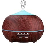 Uni Home Aromatherapy Essential Oil Diffuser, 400ml Wood Grain Humidifier with Color LED Lights Changing & 4 Timer Settings, Waterless Auto Shut-Off for Baby, Bedroom, Spa(Brown Wood Grain)