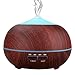 Uni Home Aromatherapy Essential Oil Diffuser, 400ml Wood Grain Humidifier with Color LED Lights Changing & 4 Timer Settings, Waterless Auto Shut-Off for Baby, Bedroom, Spa(Brown Wood Grain)