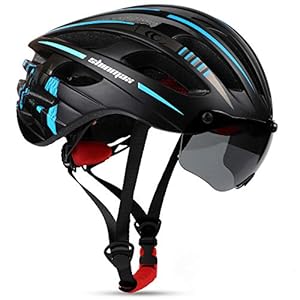 KINGLEAD Fietshelm met Veiligheidslicht en Schildvizier, CE-gecertificeerde Unisex Beschermde Fietshelm voor Fietsen…