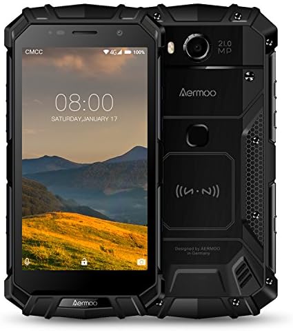 Rugged Cell Phones Unlocked, Aermoo M1 4G LTE Dual Sim GSM Outdoor Smartphone Android 7.0 5580mAh Helio P25 Octa-core 5.2'' FHD IP68 Waterproof Dustproof Shockproof mobile Phone 64GB ROM 6GB RAM-Black