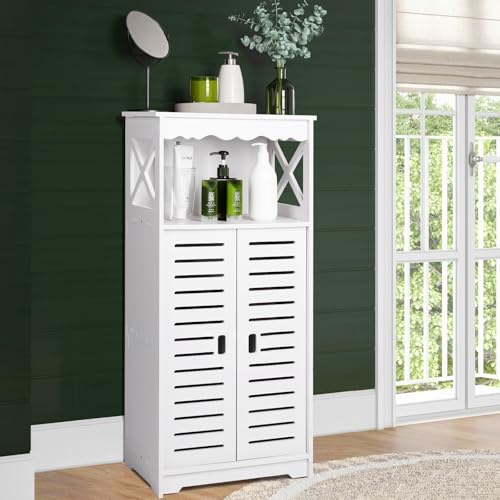 aimu Bathroom Storage Cabinets,White Floor Free Standing Cabinet,Home Waterproof Storage Furniture for Bedroom Kitchen Hallway,Cupboard Unit with Daily use Layer,75x24x34cm.