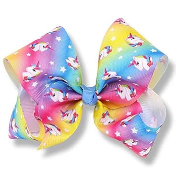 Amazon Com 8 Inch Bows Hair Clip Large Rainbow Unicorn Bow Knot