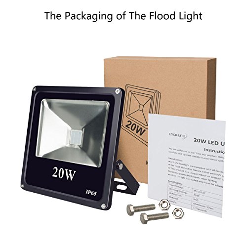 UV Black Light, Escolite 395nm Ultraviolet 20W LED Flood Light Outdoor for Blacklight Run,UV Glow Party