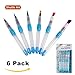 Shuttle Art Water Coloring Brush Pens, Set of 6 Assorted Tips Leakproof with Push Button for Watercolor Painting, Calligraphy, Water Soluble Pencil, Brush Pens, Markers, Flat and Rounded Tips